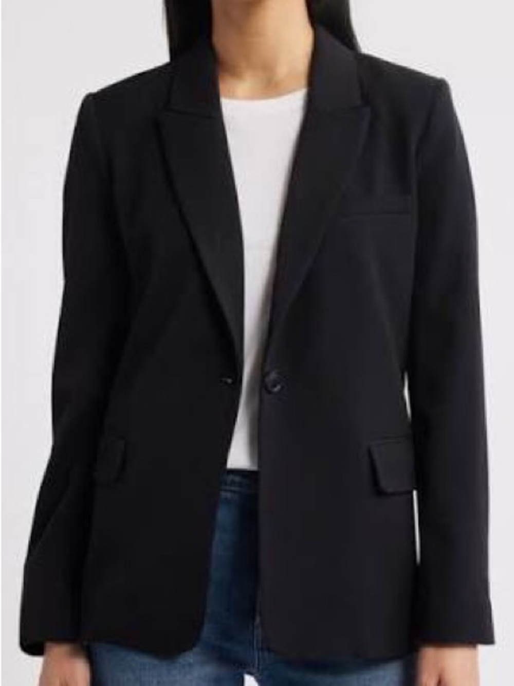 Halogen Black Single-Button Tailored Blazer